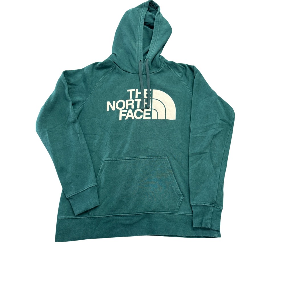The North Face Women Forest Green Logo Pullover Hoodie Sweatshirt Size M Regular